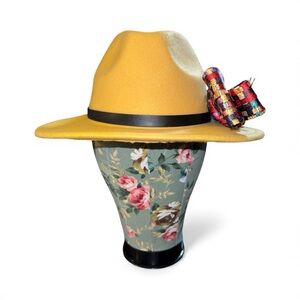 Elegant Yellow Fedora with Plaid Tie Bow - Unisex